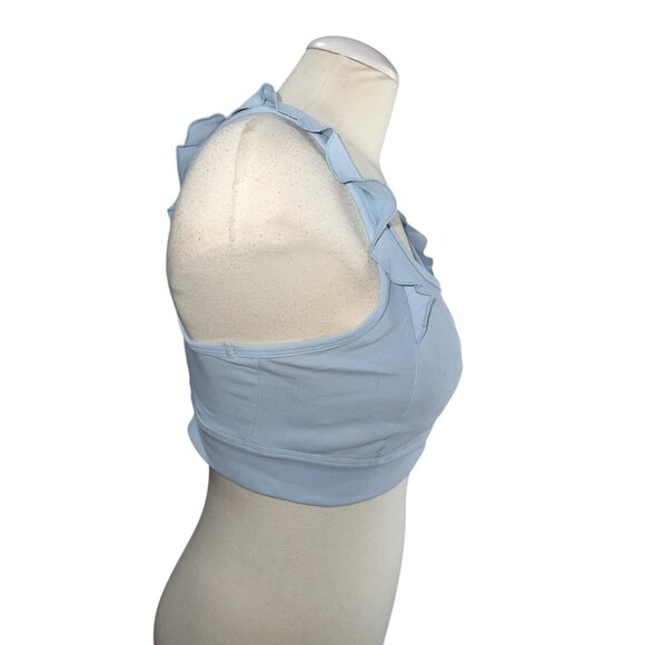 Ruffle Strap Sports Bra Sz Medium Womens Baby Blue - Picture 8 of 8